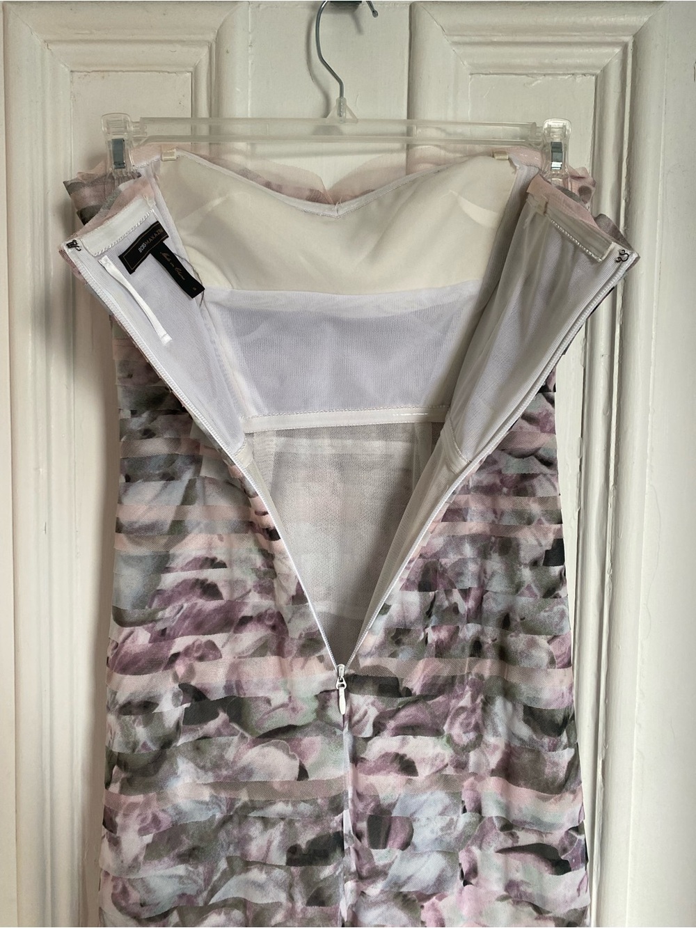 BCBGMaxAzria White Mesh Panel Dress With Ruffles - Picture 8 of 10